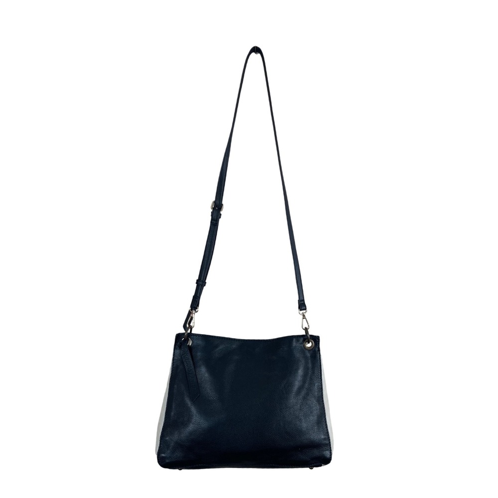 American Leather Co Black Cream Two Tone Leather Crossbody Bag Adjustable Strap